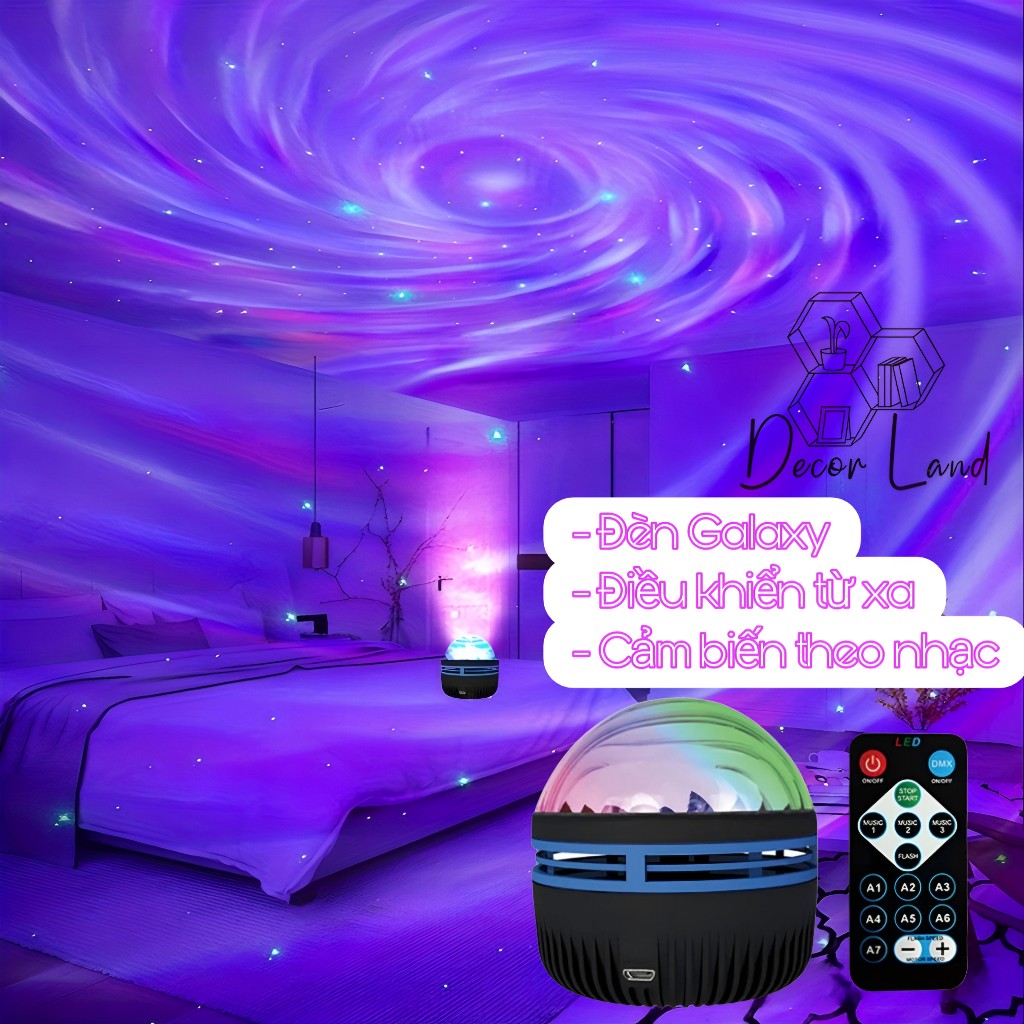  Đèn galaxy cực quang đèn chiếu trần nhà 3d dải ngân hà cảm biến nhạc decor trang trí phòng đèn bay phòng. 