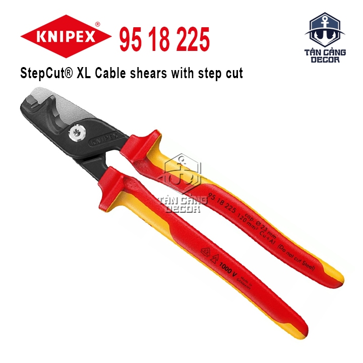 Kìm Cắt Cáp Cách Điện 1000V 225 mm Knipex 95 18 225