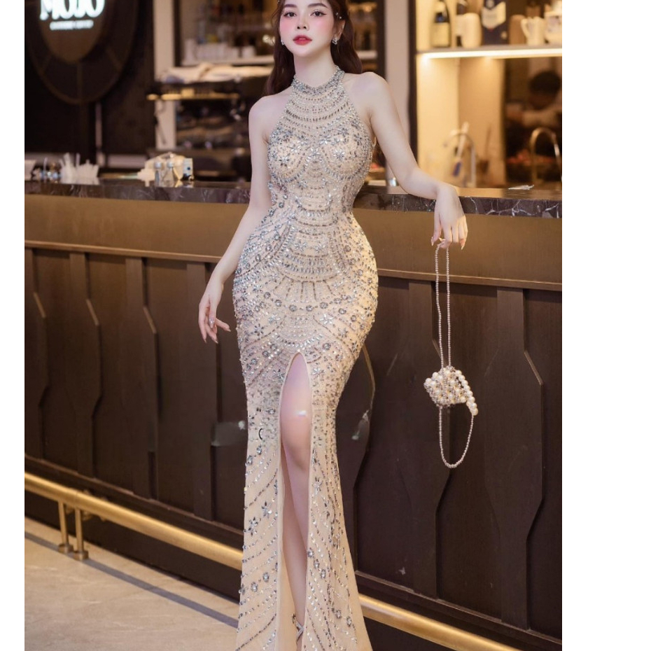 Đầm Ôm Dự Tiệc Dài Đính Đá Sang Trọng – KT CLOTHING