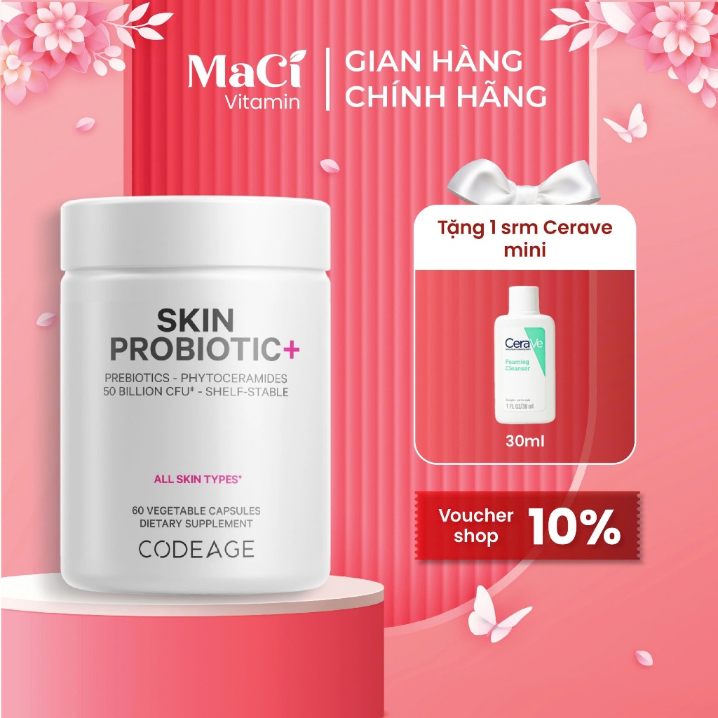 Viên uống bổ sung Lợi khuẩn Codeage Skin Probiotic 60 Viên MaCi