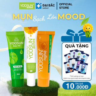  Bộ 3 sản phẩm kem ngừa mụn mát da lành sẹo YOOSUN Acnes 15gr  Tuýp Rau má 25gr  Tuýp Nghệ 25gr tuýp 