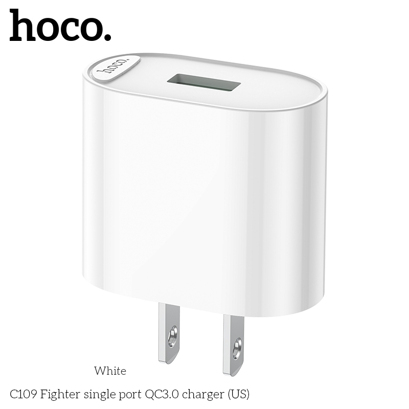 Củ Sạc Nhanh Hoco C109 18W QC3.0 Chính Hãng Chất Liệu PC Cao Cấp Chống Cháy