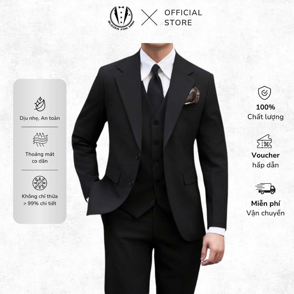 Vest Nam 2 Cúc Form Dáng Regular Chất Liệu  Cao Cấp - Blazer Forn Man