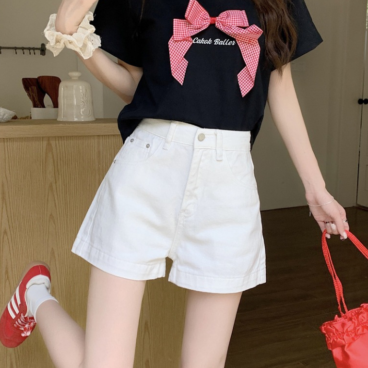 Quần short jeans đùi nữ MIAA mềm to gấu lưng cao basic phong cách Hàn Quốc | BigBuy360 - bigbuy360.vn