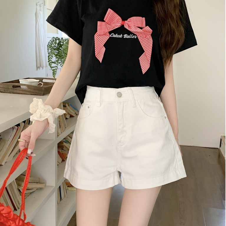 Quần short jeans đùi nữ MIAA mềm to gấu lưng cao basic phong cách Hàn Quốc | BigBuy360 - bigbuy360.vn