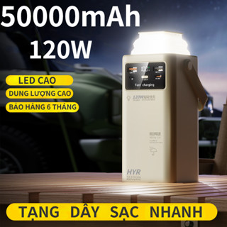 Pin dự phòng 50.000 80.000 dung lượng lớn sạc cục nhanh kèm 4 dây sạc, tích hợp đèn và màn led PKMALL
