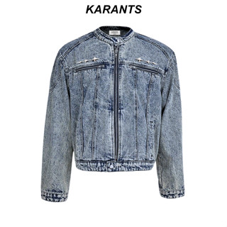 Áo Khoác Jean Jacket Karants Form Boxy Thanh Kim Loại Phối Khóa Kéo Ngực Nam Nữ Unisex Menswear - AK28