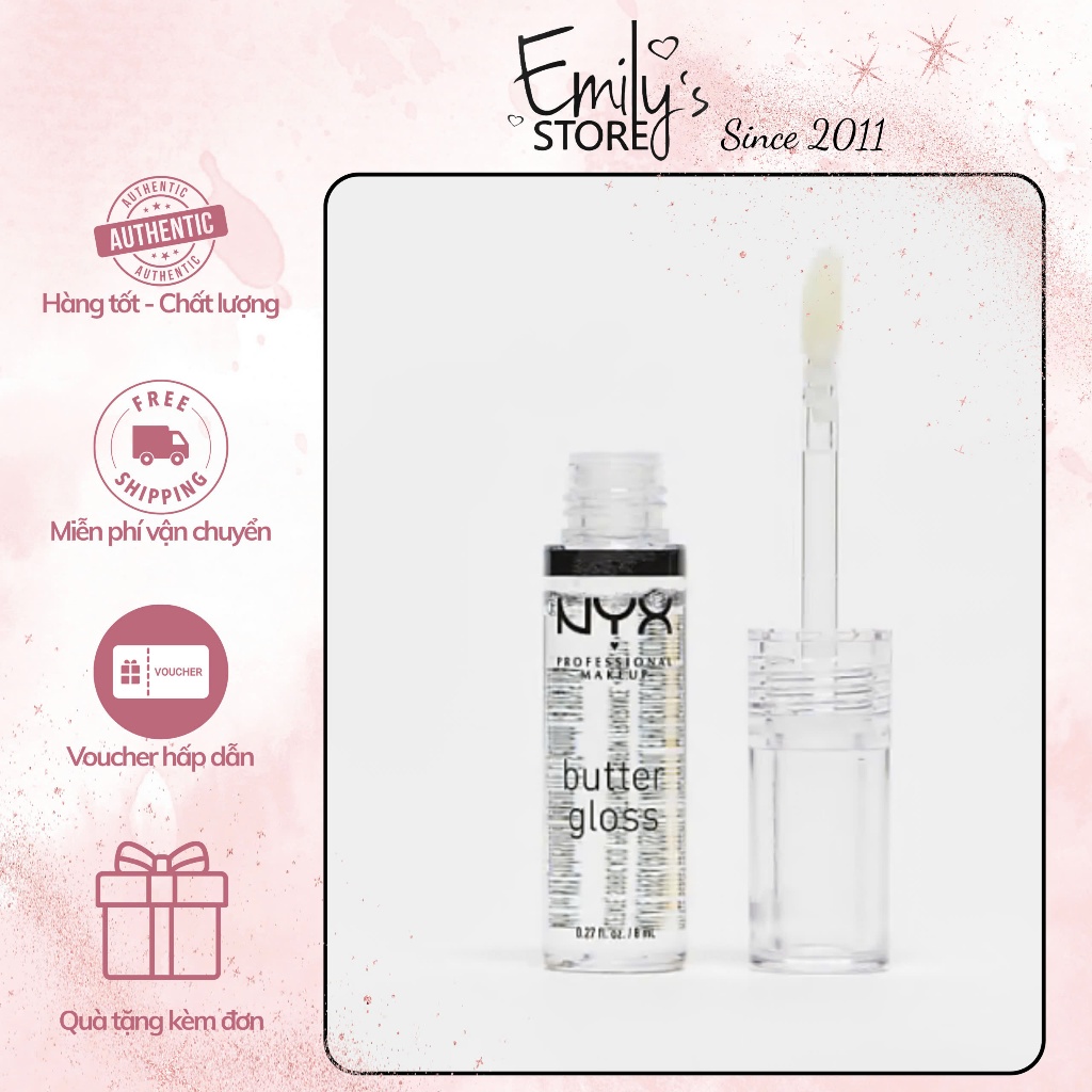 Son bóng NYX Butter Gloss không màu trong veo cho đôi môi căng tràn thu hút