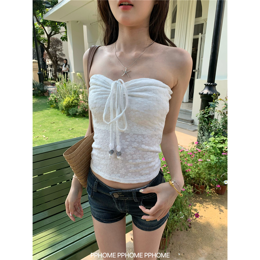 Áo Quây Cúp Ngực Họa Tiết Ren Hoa Nổi Thắt Dây Điệu Đà, Áo Quây 3 Màu Trắng - Hồng - Vàng dễ thương - A01 | BigBuy360 - bigbuy360.vn