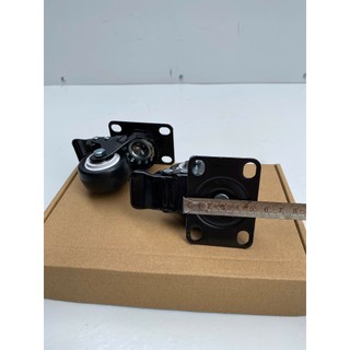 Combo 4 bánh xe 5CM ( 2 BÁNH QUAY  + 2 bánh khóa ) đẩy hàng PVC đen trắng, mặt bích, quay 360