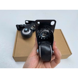 Combo 4 bánh xe 5CM ( 2 BÁNH QUAY  + 2 bánh khóa ) đẩy hàng PVC đen trắng, mặt bích, quay 360