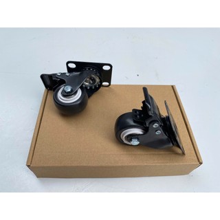 Combo 4 bánh xe 5CM ( 2 BÁNH QUAY  + 2 bánh khóa ) đẩy hàng PVC đen trắng, mặt bích, quay 360