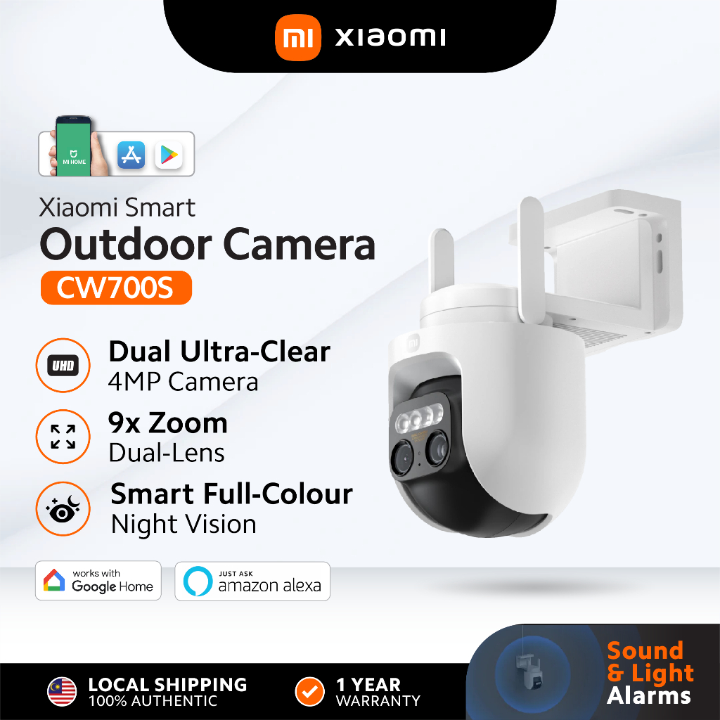 Camera ngoài trời Xiaomi CW700S, 2.5K MJSXJ06HL 2K+ 4MP, camera kép, khoảng cách nhìn đêm 30m, lưu t