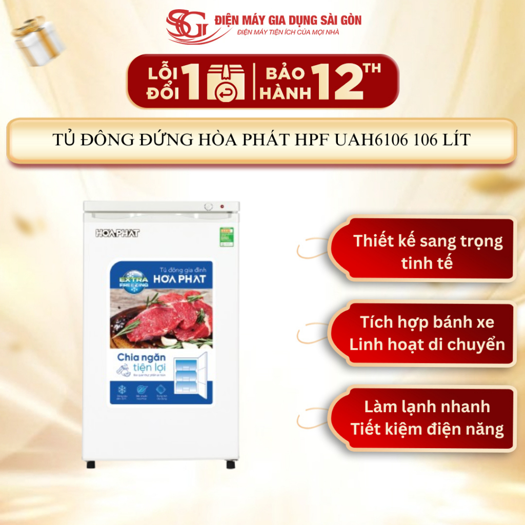Tủ đông đứng Hòa Phát HPF UAH6106 106 lít