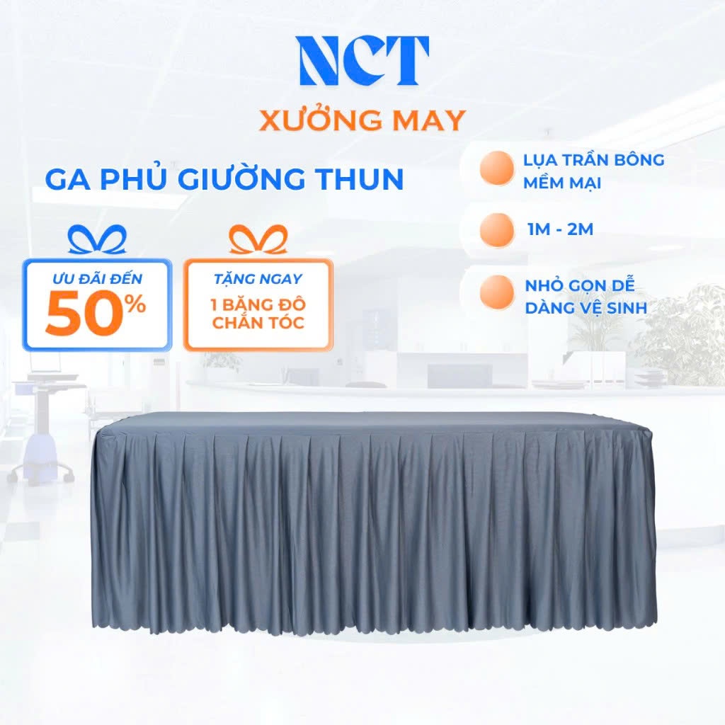 Ga trải giường SPA, giường mi, phun xăm chất liệu vải thun, đa màu sắc - khoét lỗ theo yêu cầu xưởng may Thành Trinh TT1