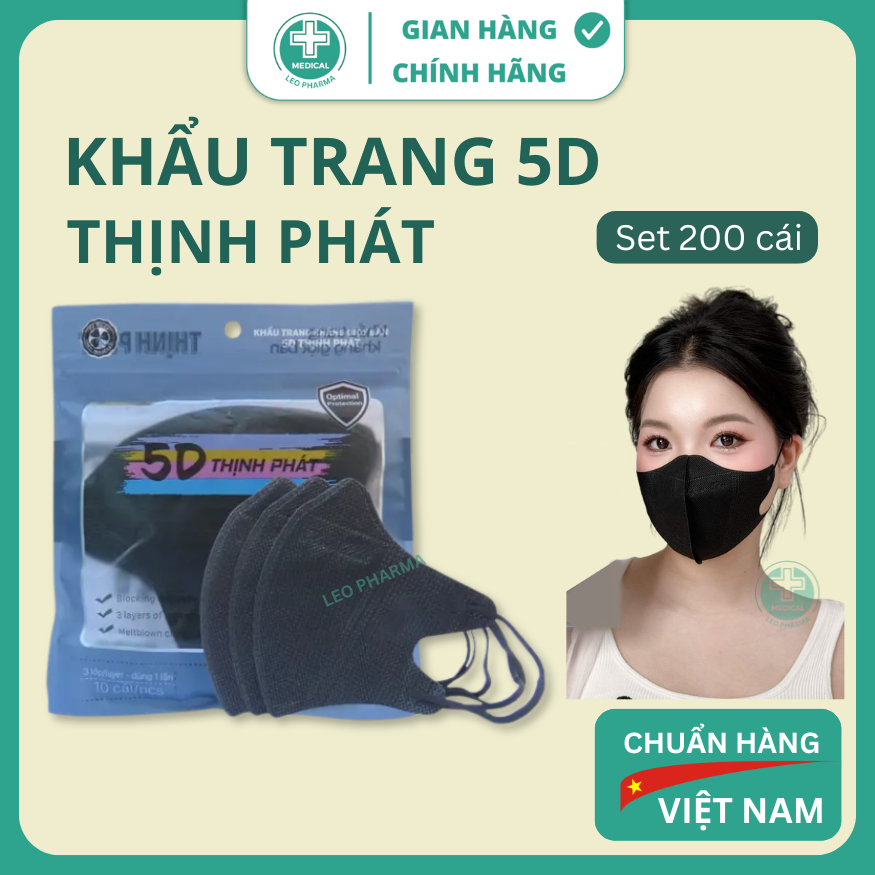 [Set 200 Cái] Khẩu Trang THỊNH PHÁT 5D Mask Chính Hãng, Hàng Tiêu Chuẩn 3 Lớp Dễ Thở Kháng Khuẩn