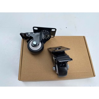 Combo 4 bánh xe 5CM ( 2 BÁNH QUAY  + 2 bánh khóa ) đẩy hàng PVC đen trắng, mặt bích, quay 360