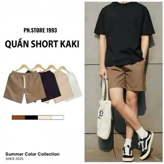 Quần short kaki PN.Store1993 form dáng đùi cộc vải kaki k giãn cao cấp cạp chun Menswear thông thường