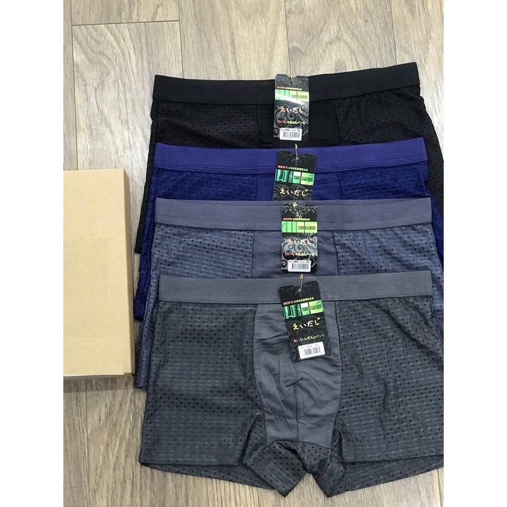 [Hộp 4 Chiếc] Quần Lót Nam Đùi Dạng Lưới, Quần Sịp Nam Thông Hơi Boxer (Ảnh Thật)