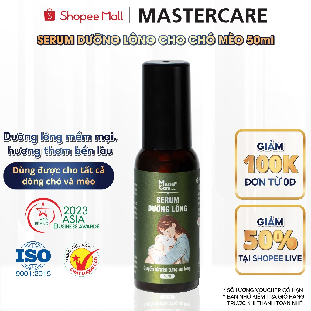 Tinh Dầu Dưỡng Lông Cho Chó Mèo MASTERCARE For Pet Phiên Bản PLUS Giúp Bé Thơm Lâu Cả Tuần 45ML