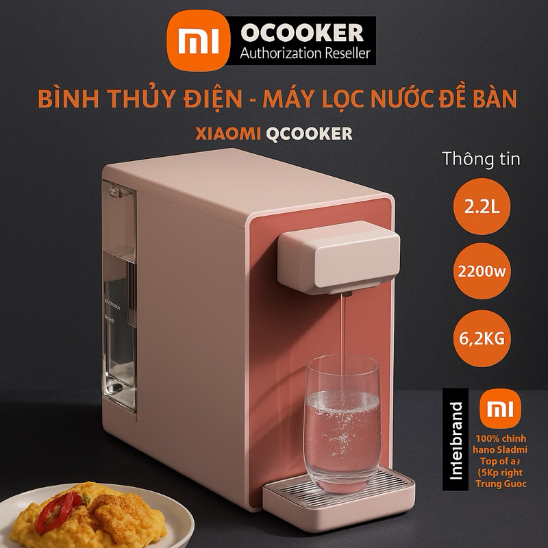 Máy lọc nước để bàn Mi Qcooker CS_JY100 làm nóng tức thì với công nghệ lọc RO loại bỏ 99% vi khuẩn