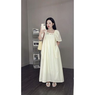 [Mina clothing] Váy xuông thô cổ vuông CV11 đính hạt kèm dây eo mẹ bầu mặc xinh đi chơi đi làm