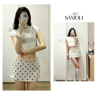 Chân váy ngắn nữ đẹp kiểu dáng tennis chấm bi Hàn Quốc trắng đen hottrend mặc đi chơi CV001