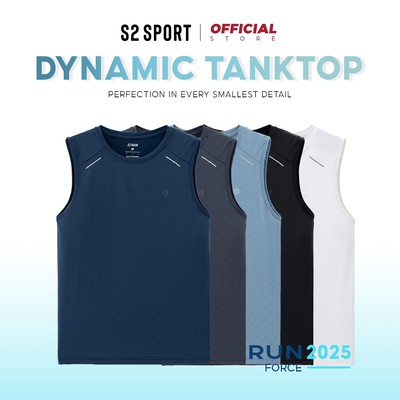 Áo tanktop thể thao nam S2 SPORT ba lỗ cổ tròn vân mưa AIRCOOL thoáng mát không nhăn co giãn - STT08