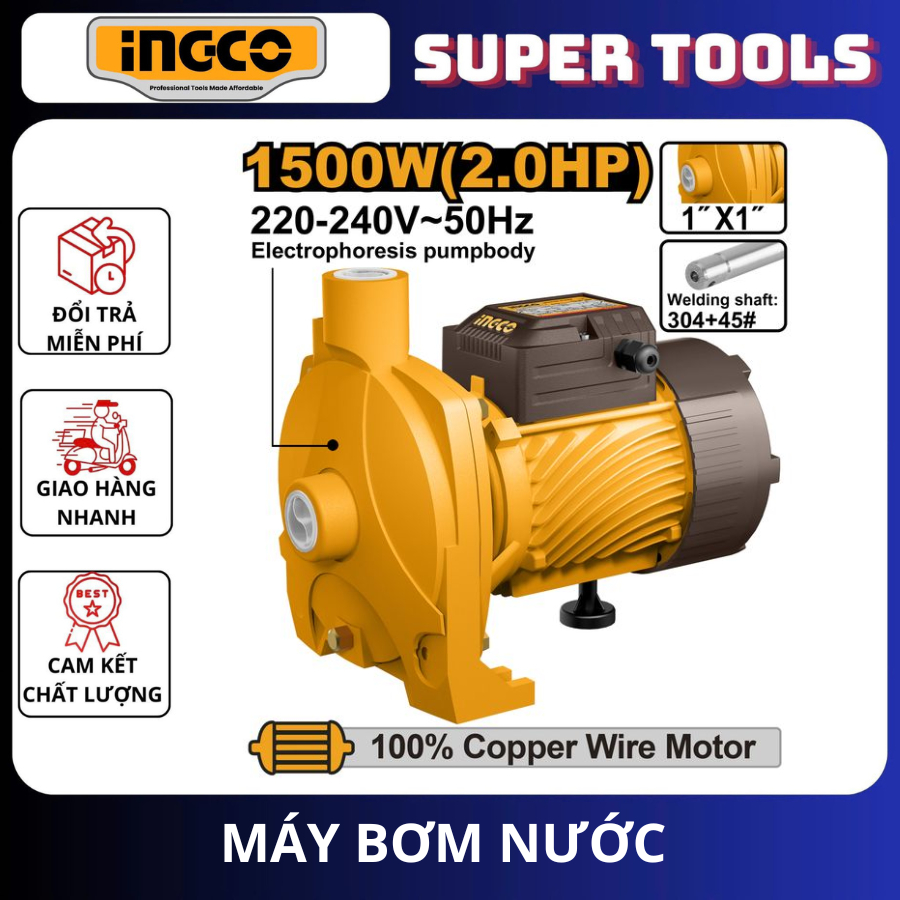 INGCO Máy bơm nước  CPM75068 - 750W . 1HP /  CPM150068 - 1500W . 2HP