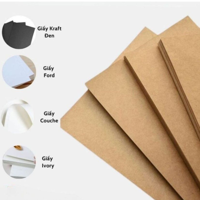 [Bìa giấy A4 - 300GSM] Set 20, 50 bìa Kraft, Ford, Couche, Ivory | Giấy dày, phù hợp làm bìa giấy, h
