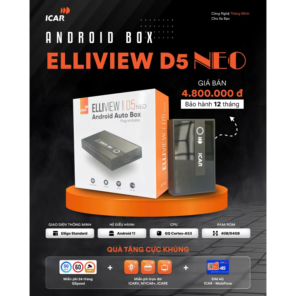 [Sản Phẩm Mới] Android Box Elliview D5 Neo Ram4-64G