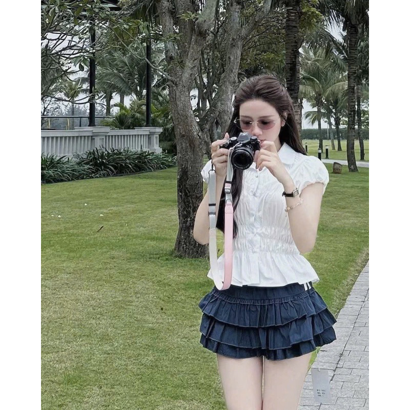 SET ÁO BODY NHÚN CỔ TRỤ MIX CV JEAN 3 TẦNG