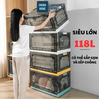 Hộp Đựng Đồ Gấp Gọn Trong Suốt Enoda Home, Hộp Nhựa Đựng Đồ Thông Minh Có Bánh Xe,Bảo Quản Đồ Tiện  Lợi Q040