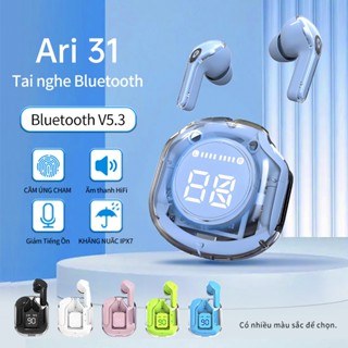 Tai nghe bluetooth nhét tai gaming KY9, vỏ trong suốt thời trang màn hình led cảm ứng siêu nhạy
