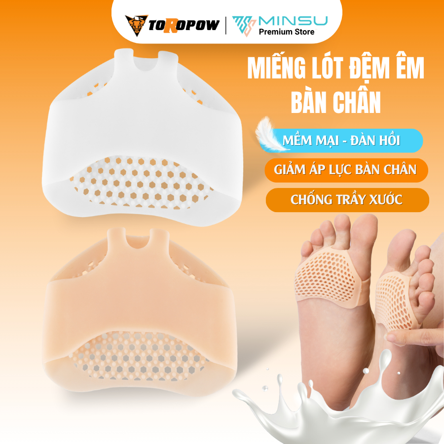 Miếng Lót Đệm Êm Bàn Chân Trước Cao Su Tổ Ong MINSU M5525 Lót Mũi Chân Silicon Xỏ Ngón Bảo Vệ Chân, Chống Mõi, Đau Chân