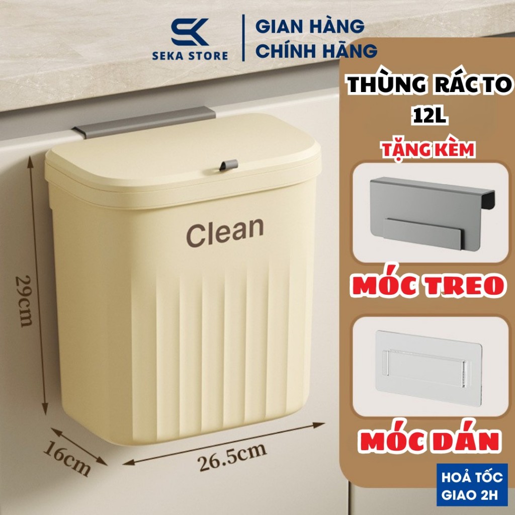   TẶNG MÓC DÁN  Thùng Rác Treo Tường 12L Thùng Rác Nắp Lật Thùng Rác Thông Minh Gắn Tường Tủ Bếp Tiện Dụng Nhà Bếp 
