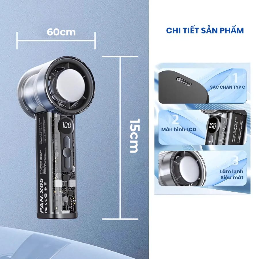 Quạt Cầm Tay X05 Turbo Mini 100 Tốc Độ, Có Hỗ Trợ Sò Lạnh, Bảo Hành 12T | BigBuy360 - bigbuy360.vn