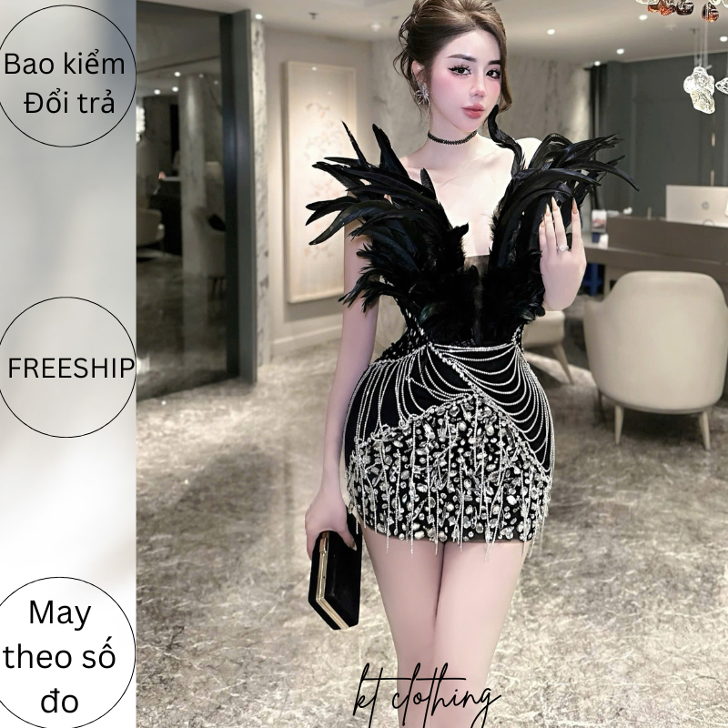 Đầm Dự Tiệc Ngắn Đính Đá KT CLOTHING D01 – Sang Trọng, Quyến Rũ