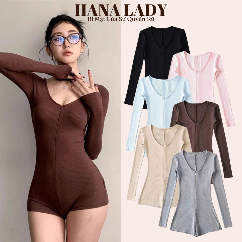 Jumpsuit Đùi Thể Thao Năng Động, Đi Biển, Đi Chơi - Bodysuit Dài Tay Thun Trơn Mềm Mịn Tôn Dáng BTG06