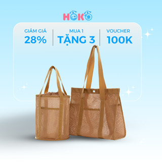 Túi lưới đeo vai đựng đồ bơi đi du lịch HOKO túi lưới thời trang đựng mỹ phẩm, đồ cá nhân phong cách Hàn Quốc
