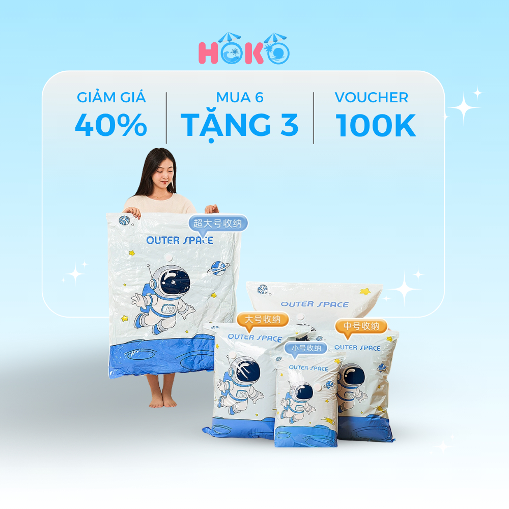Túi hút chân không HOKO đựng và bảo quản quần áo,chăn màn mền dày dặn cho vào vali khi đi du lịch