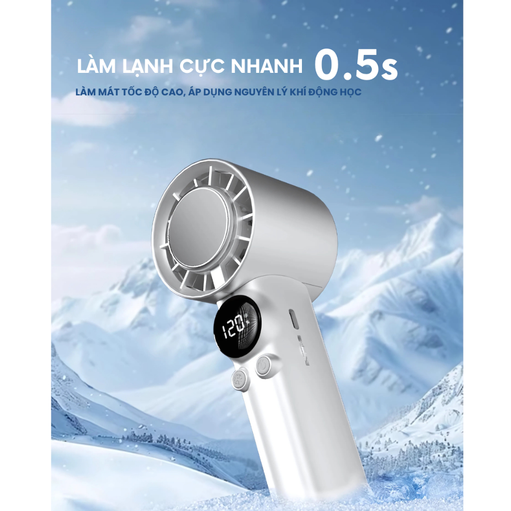 Quạt Cầm Tay Toubor 5.000mah F-520 Habitek | Con Lăn 120 Cấp Gió - LED Hiển Thị - Có Sò Lạnh | BH 12T | BigBuy360 - bigbuy360.vn