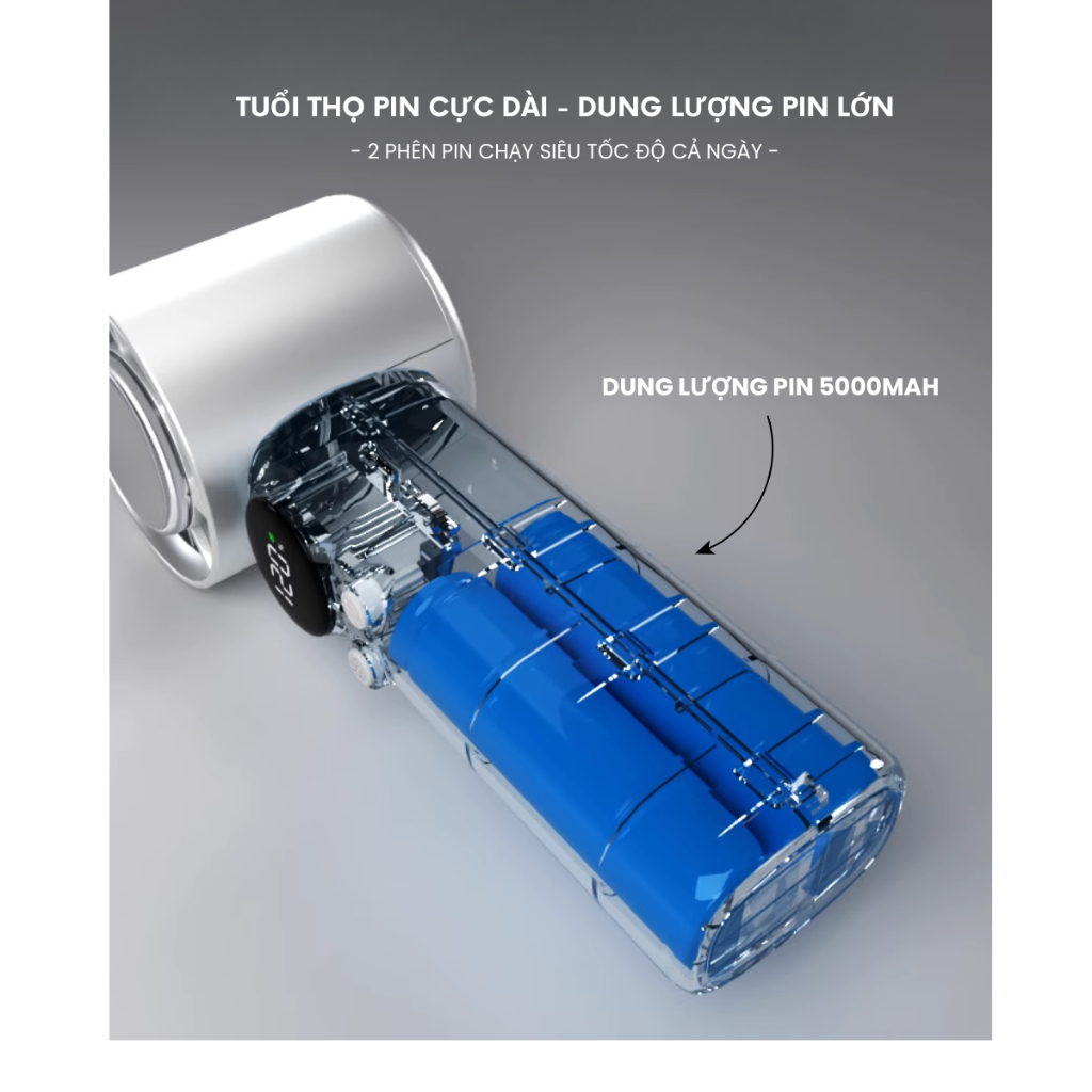 Quạt Cầm Tay Toubor 5.000mah F-520 Habitek | Con Lăn 120 Cấp Gió - LED Hiển Thị - Có Sò Lạnh | BH 12T | BigBuy360 - bigbuy360.vn