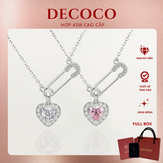 Dây chuyền vòng cổ nữ Safety Pin DECOCO trái tim ghim băng đính đá ( kèm Túi giấy + Hộp + Thiệp )