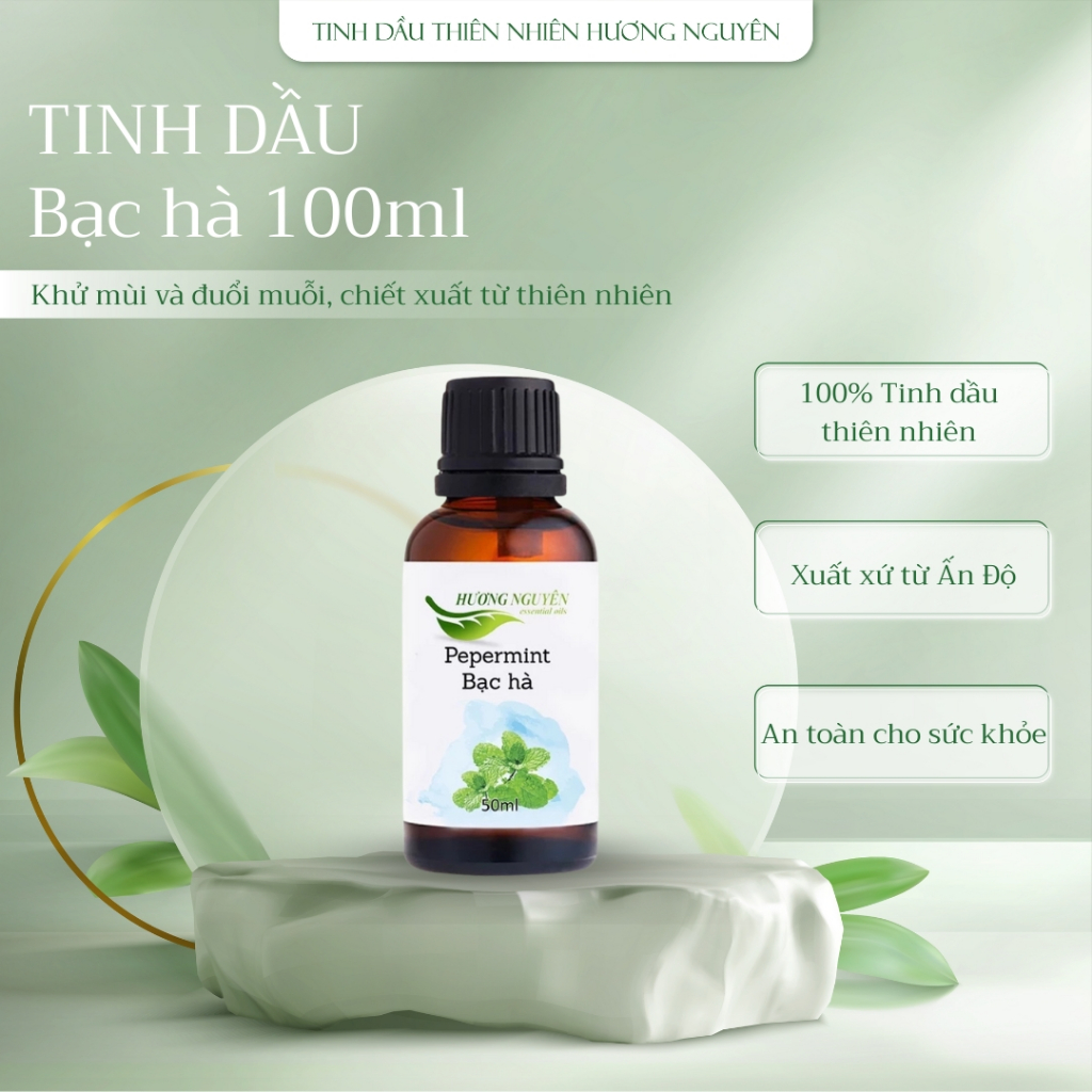 Tinh dầu bạc hà 100ml, hương thơm tươi mát, dễ chịu, tỉnh táo, chiết xuất từ thiên nhiên