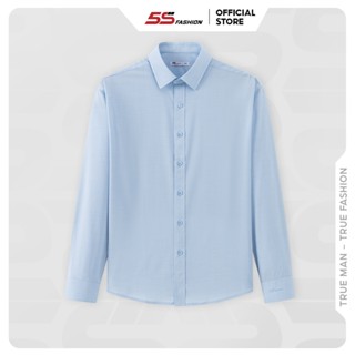 Áo Sơ Mi Nam Tay Dài Màu Xanh 5S FASHION Chất Liệu Mềm Mượt, Thấm Hút Phom Slimfit ASM24023