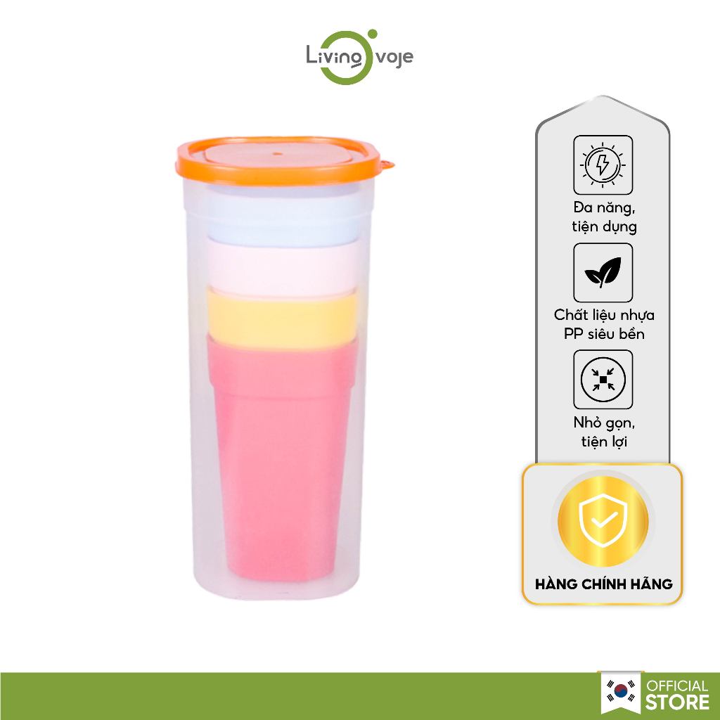 Bộ Ly 4 màu dễ thương - Tiện dụng đi đã ngoại - Du lịch- Living On