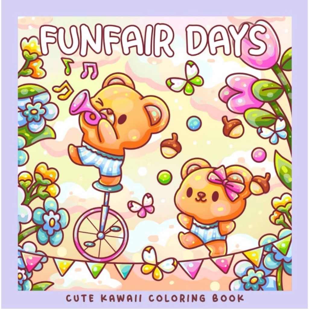 (33 tranh dày 180gsm) Quyển tranh tô màu hội chợ vui vẻ “FUNFAIR DAYS”