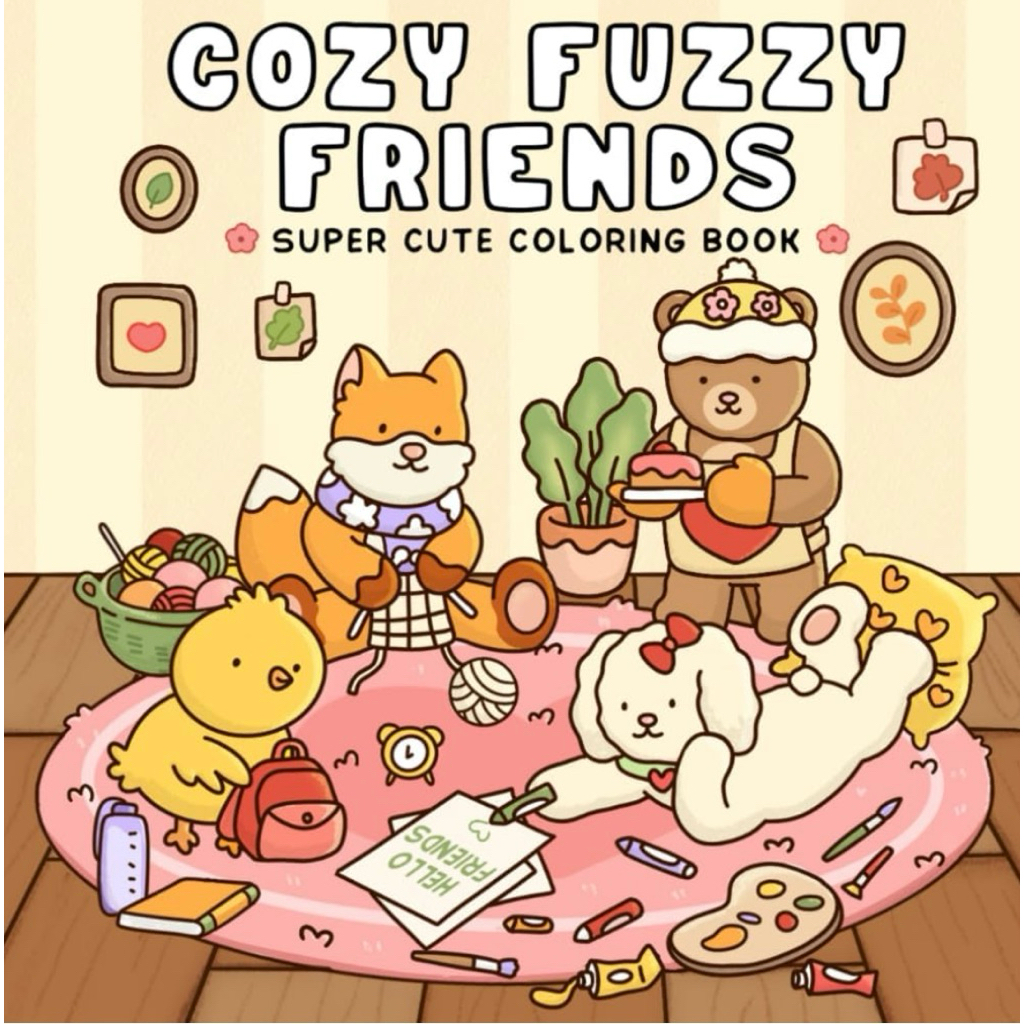 (43 tranh dày 180gsm) Quyển tranh tô màu động vật cute “COZY FUZZY FRIENDS”