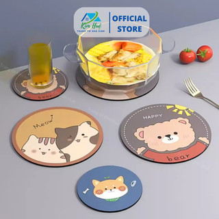  Tấm lót ly cách nhiệt silicon da nappa 10cm đế cao su chống trơn trượt - Kim Huệ 